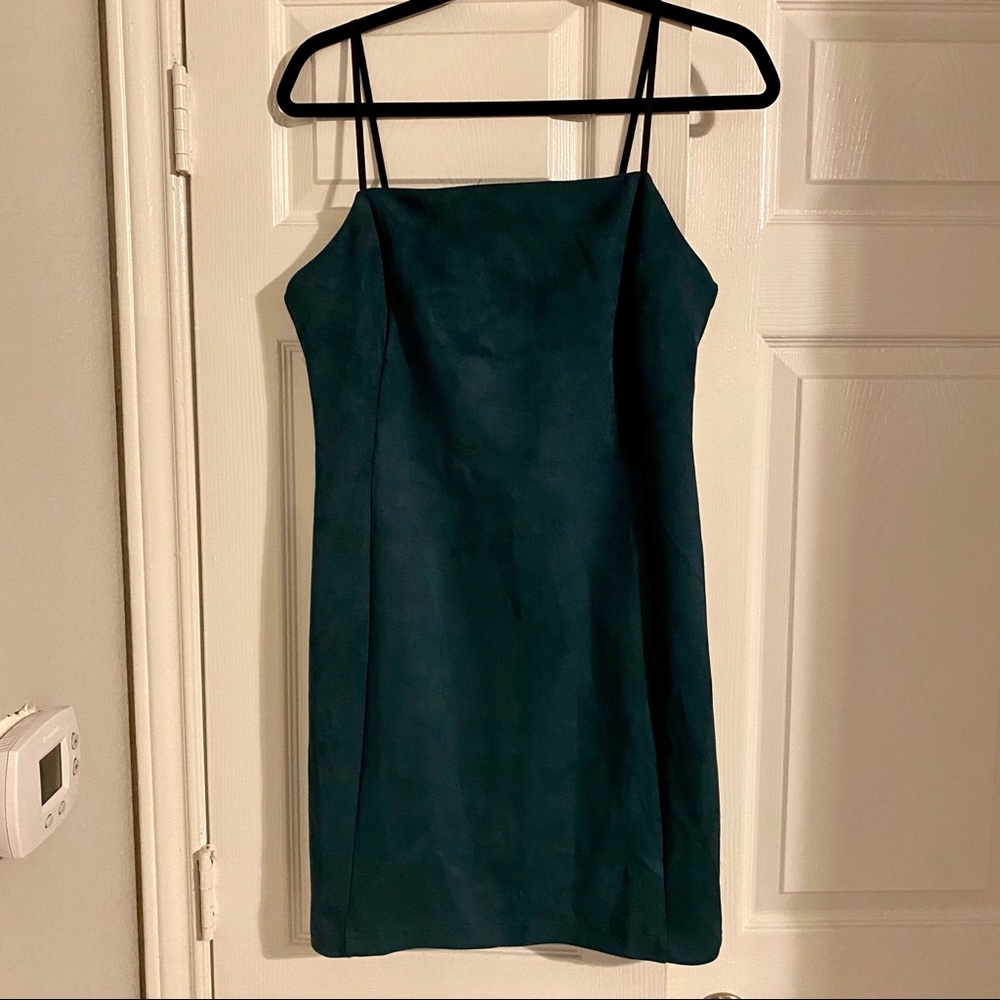 NWOT Lunik Green Faux Suede Mini Dress